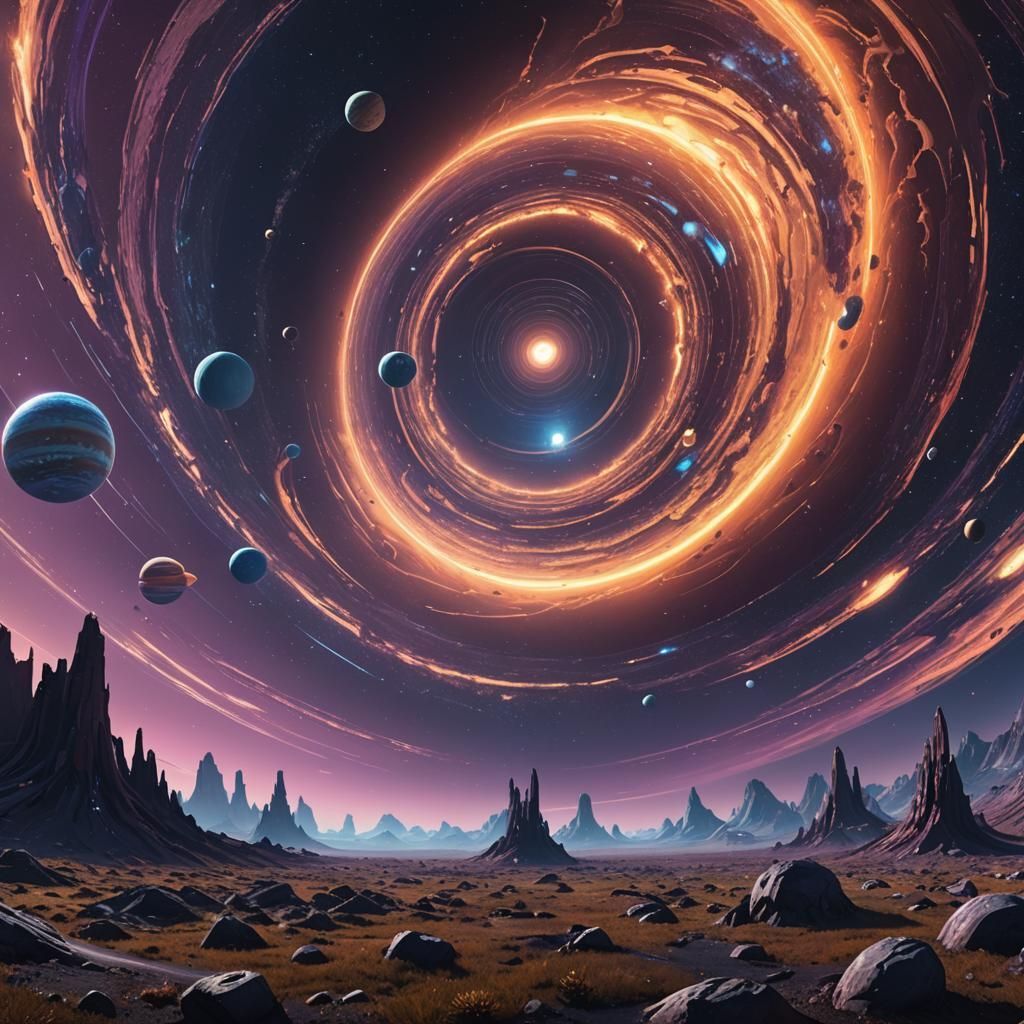 Fantastical Solar System as Digital Matte Painting