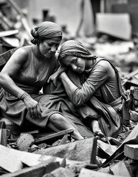 WWII Dystopian Blitz: Two Women in Ruins