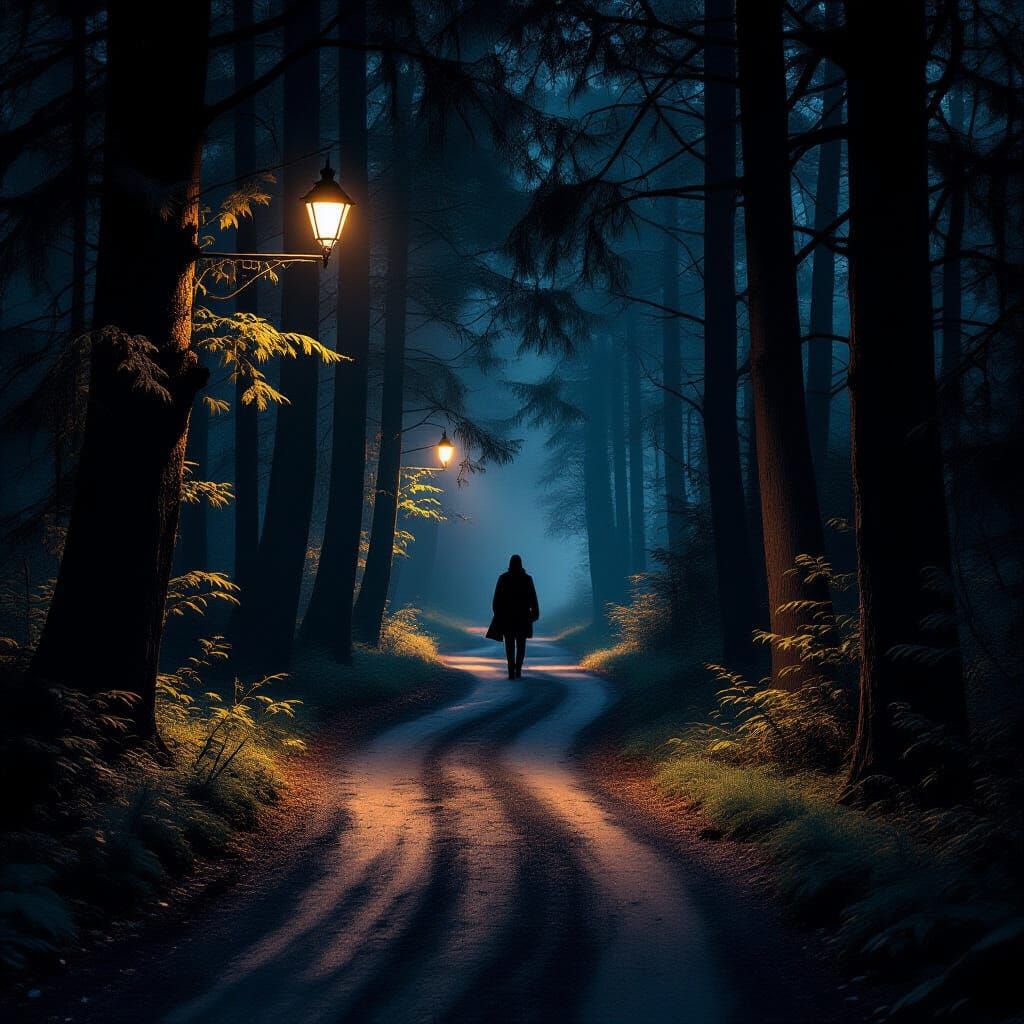 Enigmatic Silhouette at Dusk in an Autumnal Style