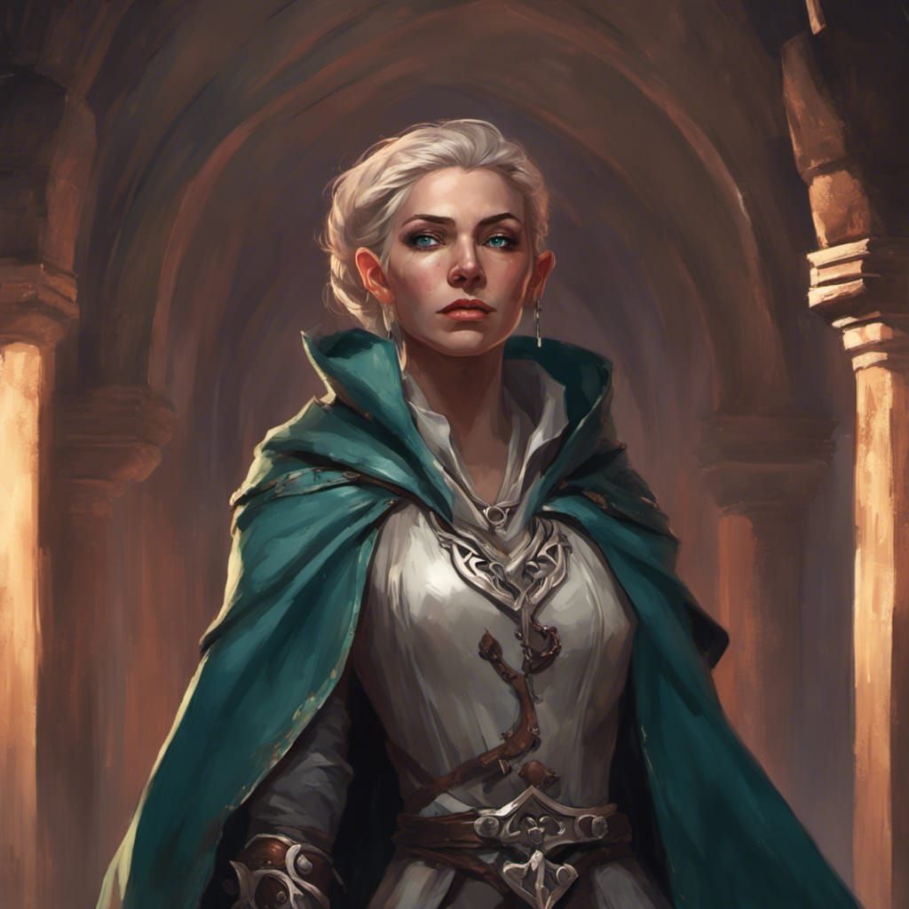 Frightened Elf Cleric in Vampire Castle