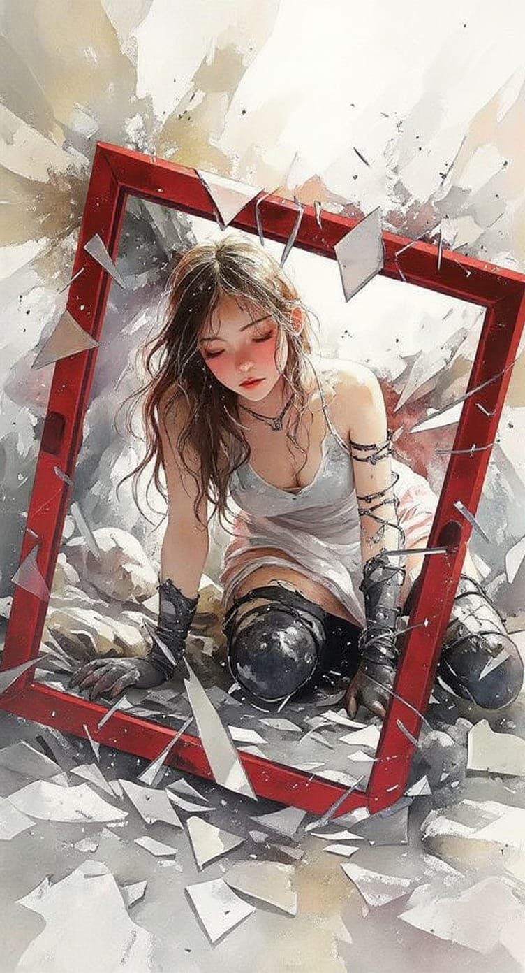 Shattered Mirror Reflects Sadness