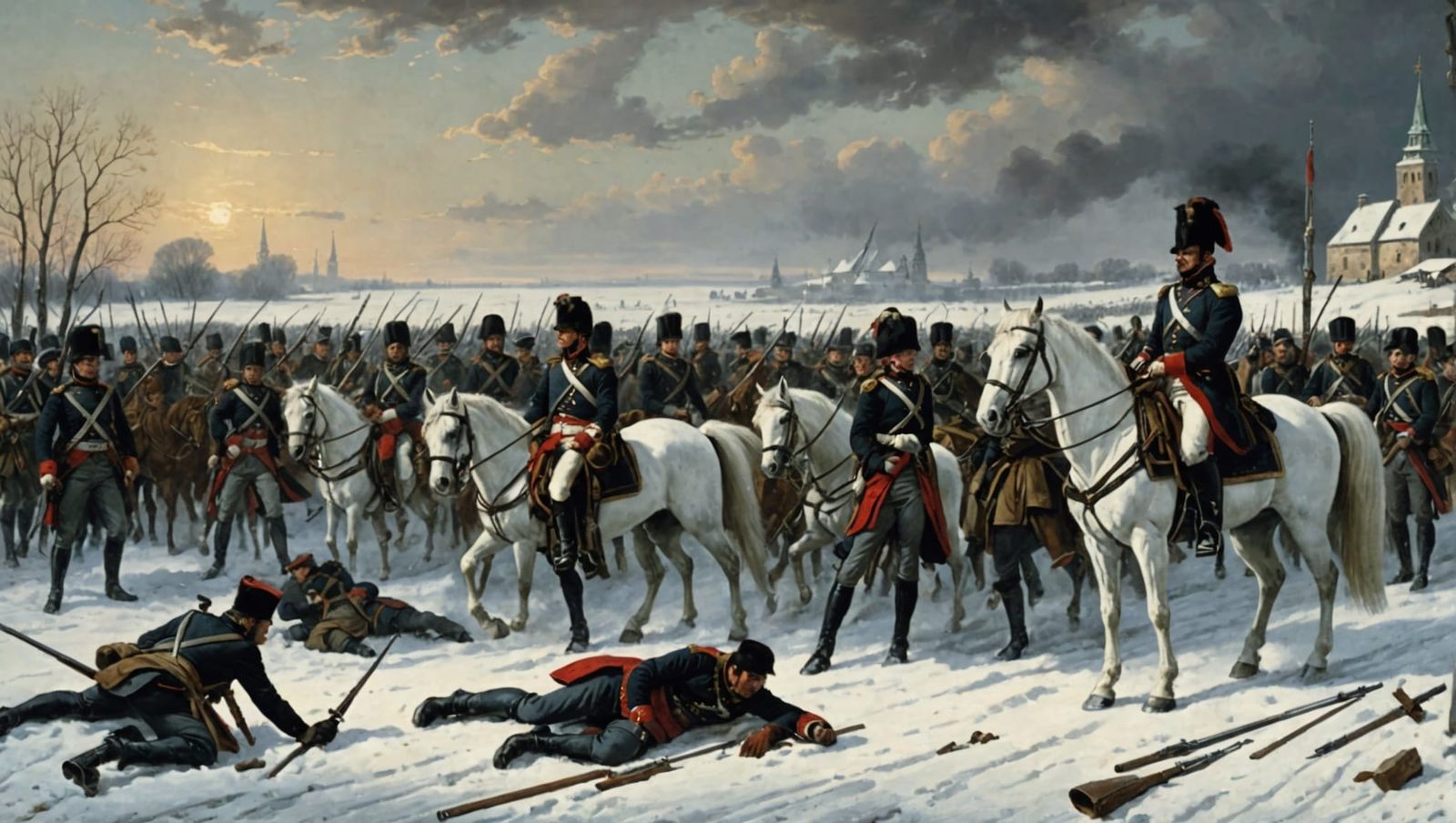 A dark, historical painting depicting a somber scene of the ...