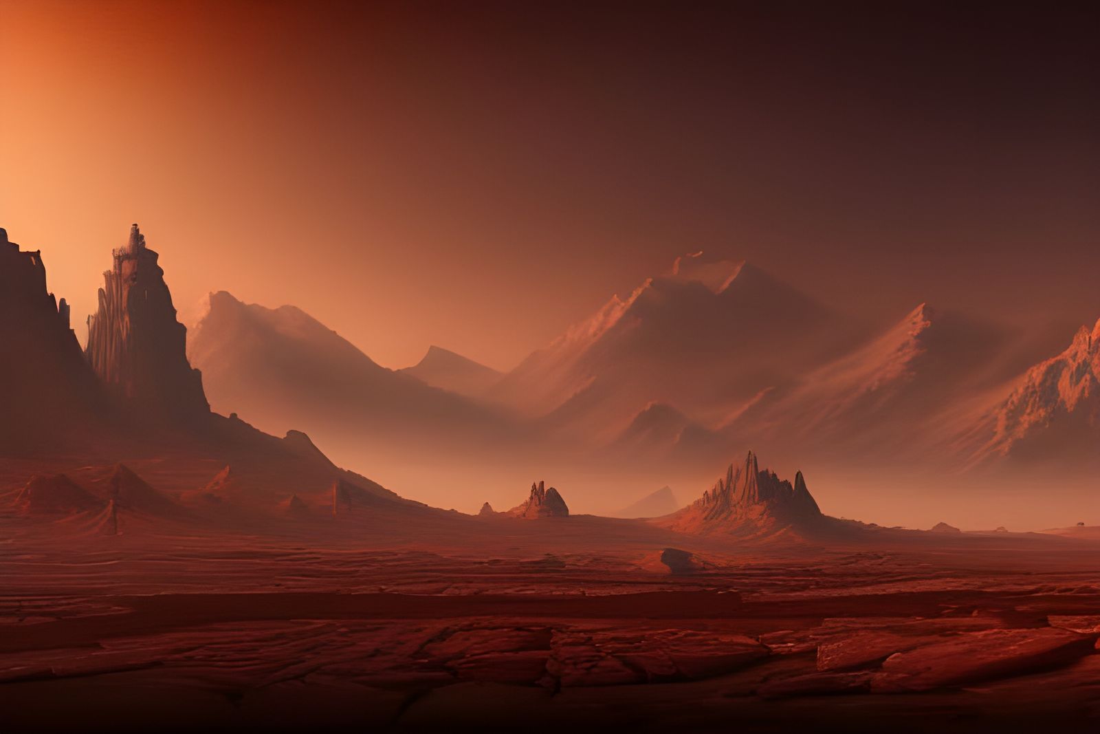 Martian City: Detailed Matte Painting in Deep Color