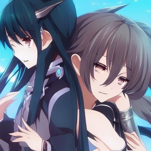 Fantasy Anime Girls Cuddle in Steamy Manga Art