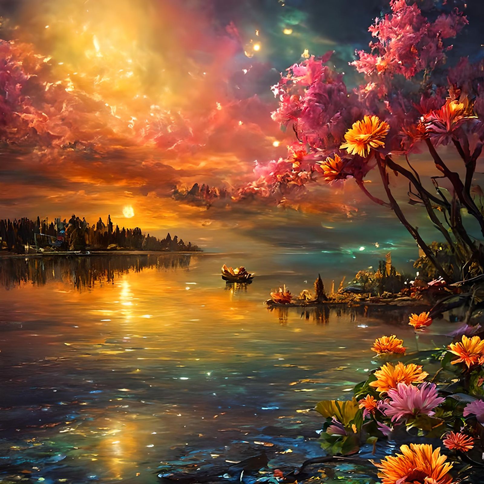 Flower Lake Sunset - Coherent Algorithm