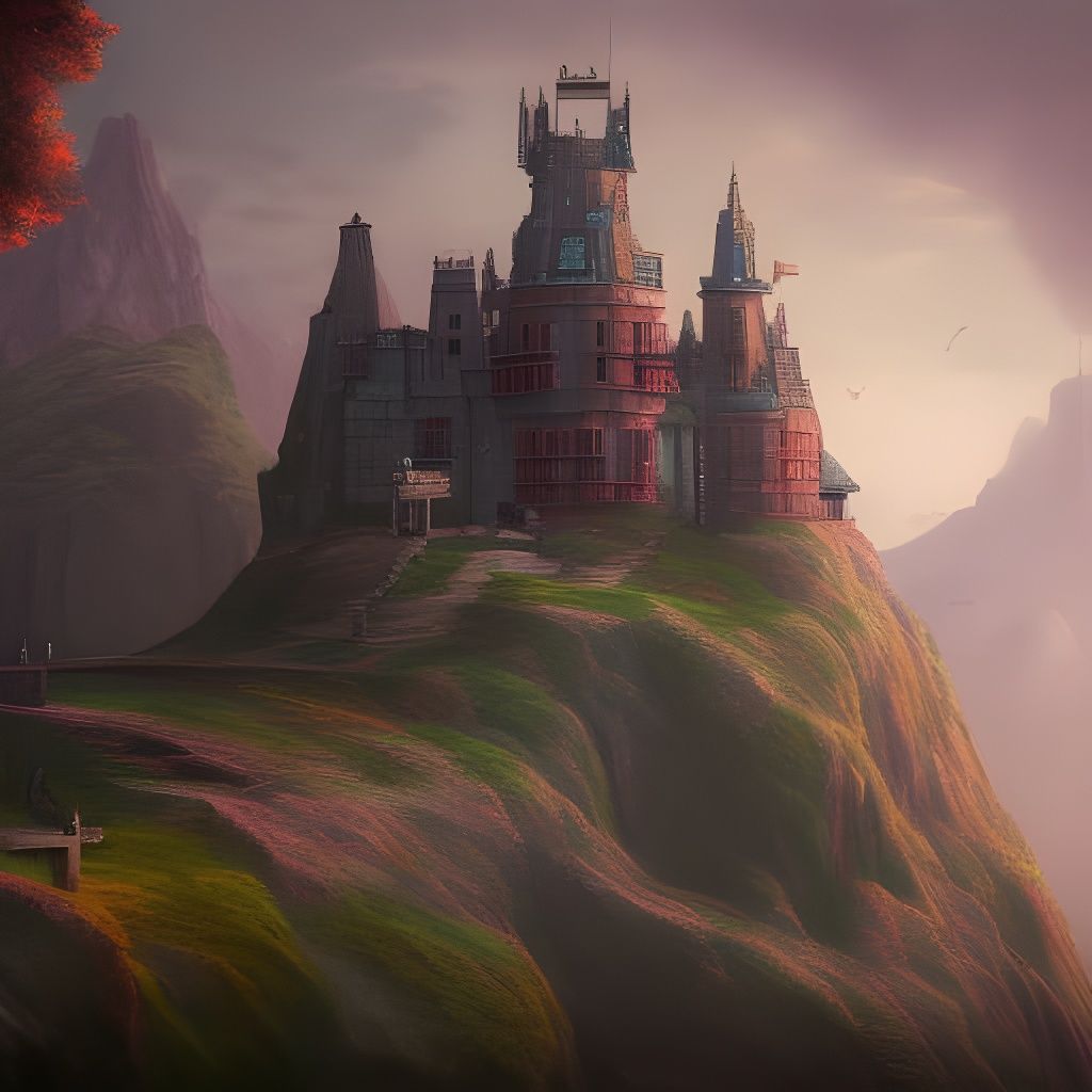 Fantastical Suicide Castle on a Cliff