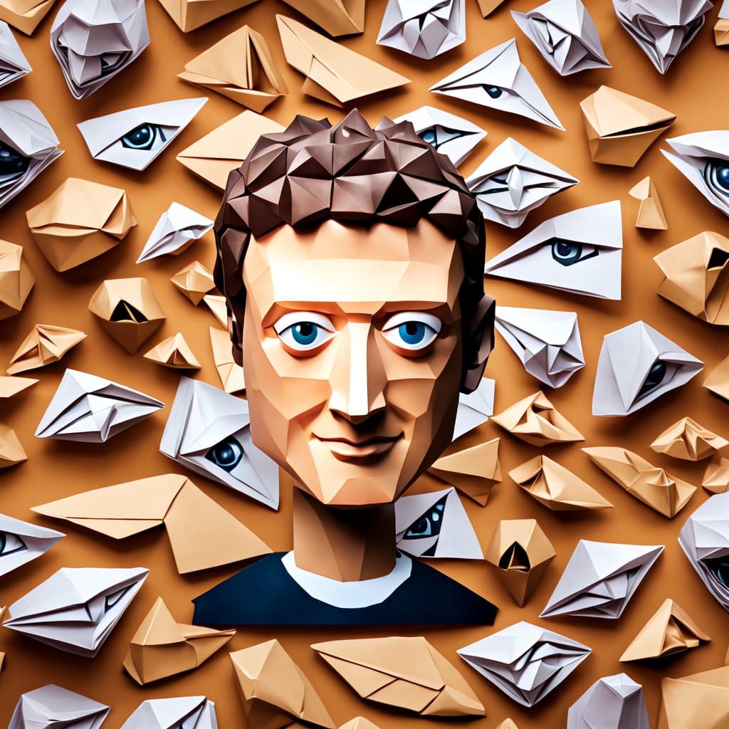Origami Mark Zuckerberg as Market Sucker Borg