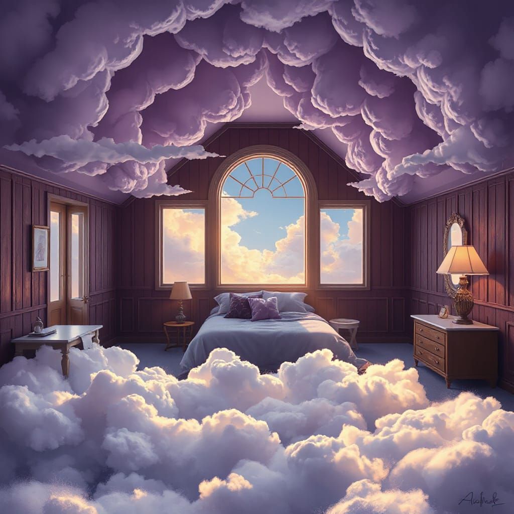 Dreamy Cloud Bedroom in Elegant Wood Paneling Style