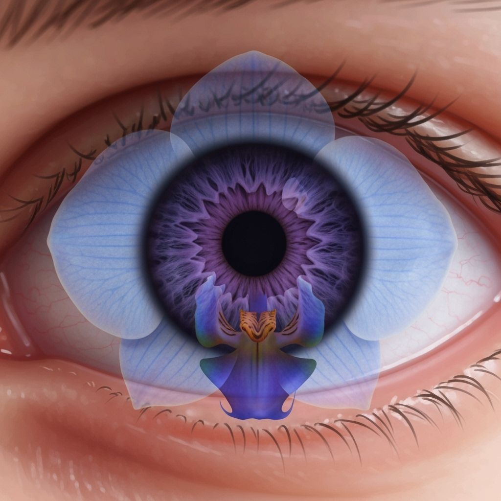 Human Eye with Blue Orchid Overlay Digital Painting