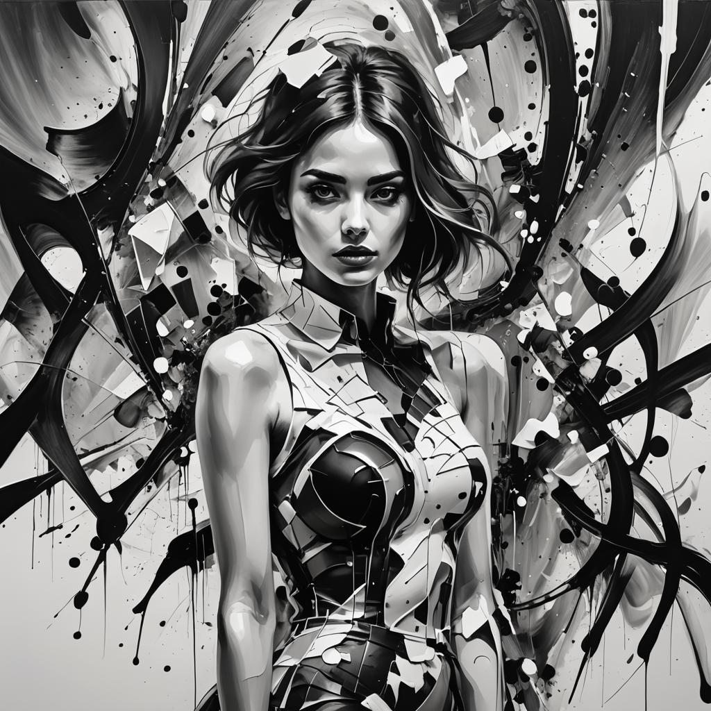Abstract Black and White Portrait of Woman