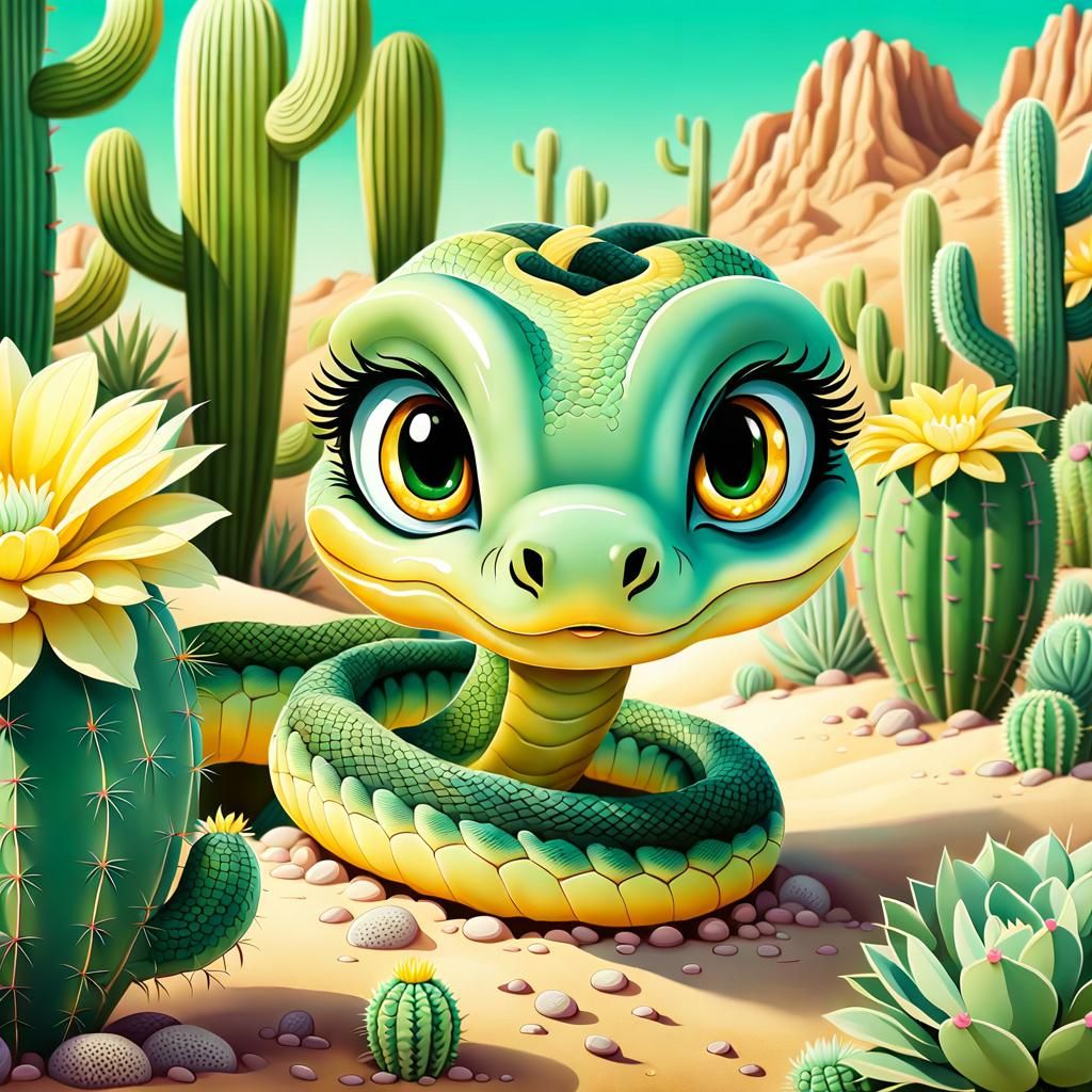 Cute Snake Slithering Through Desert Landscape