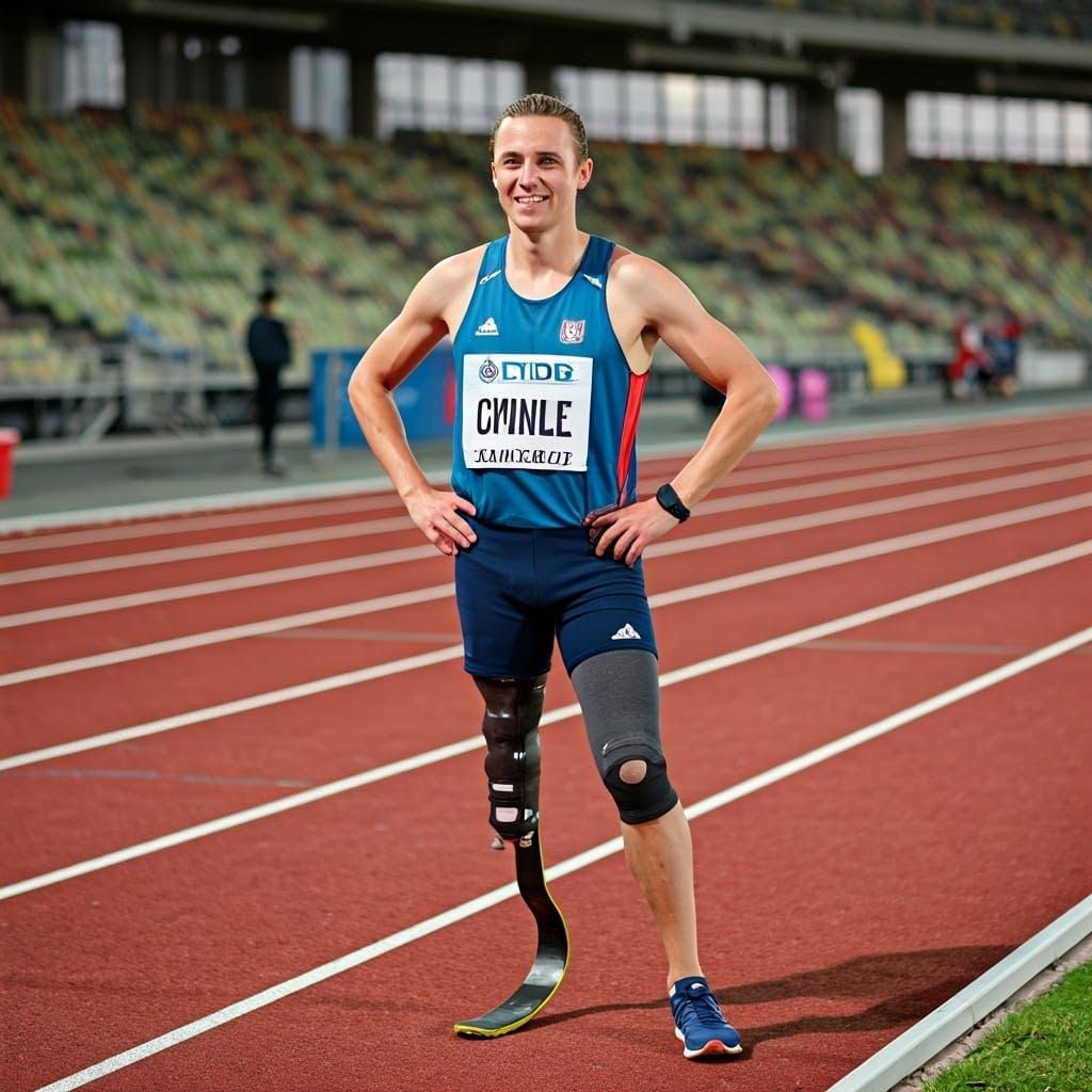 Paralympic Athlete Runner Stands Proudly