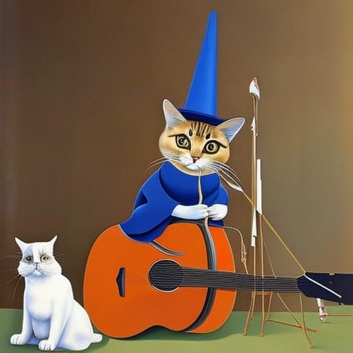 Cat Guitarist in Painterly Style