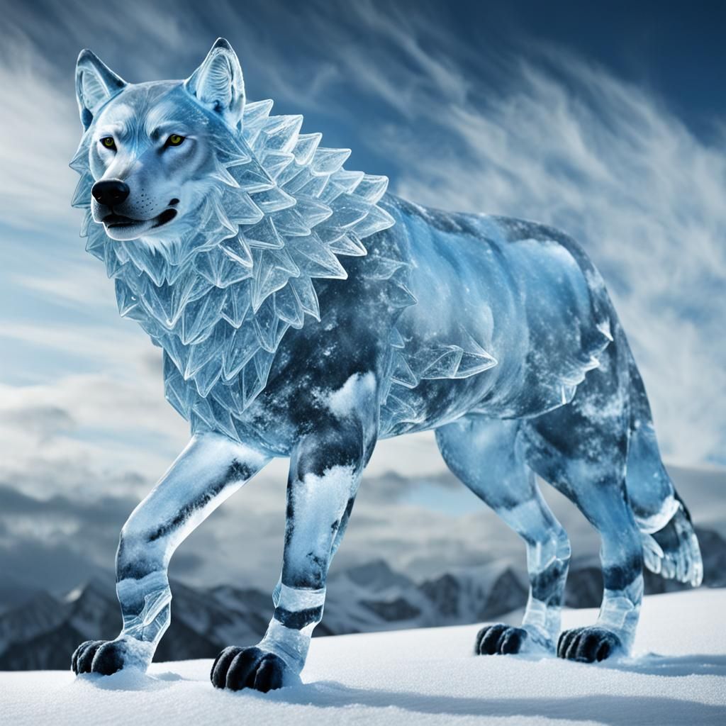 Icy Wolf Sculpture: A Frozen Predator