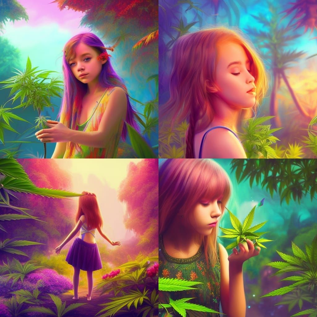 Magical Marijuana Island: Little Girl in Fantasy Art