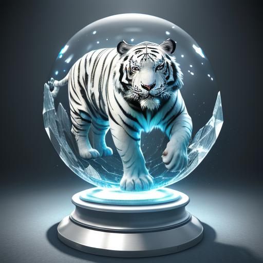 White Tiger Trapped in Crystal Ball: 3D Game Art