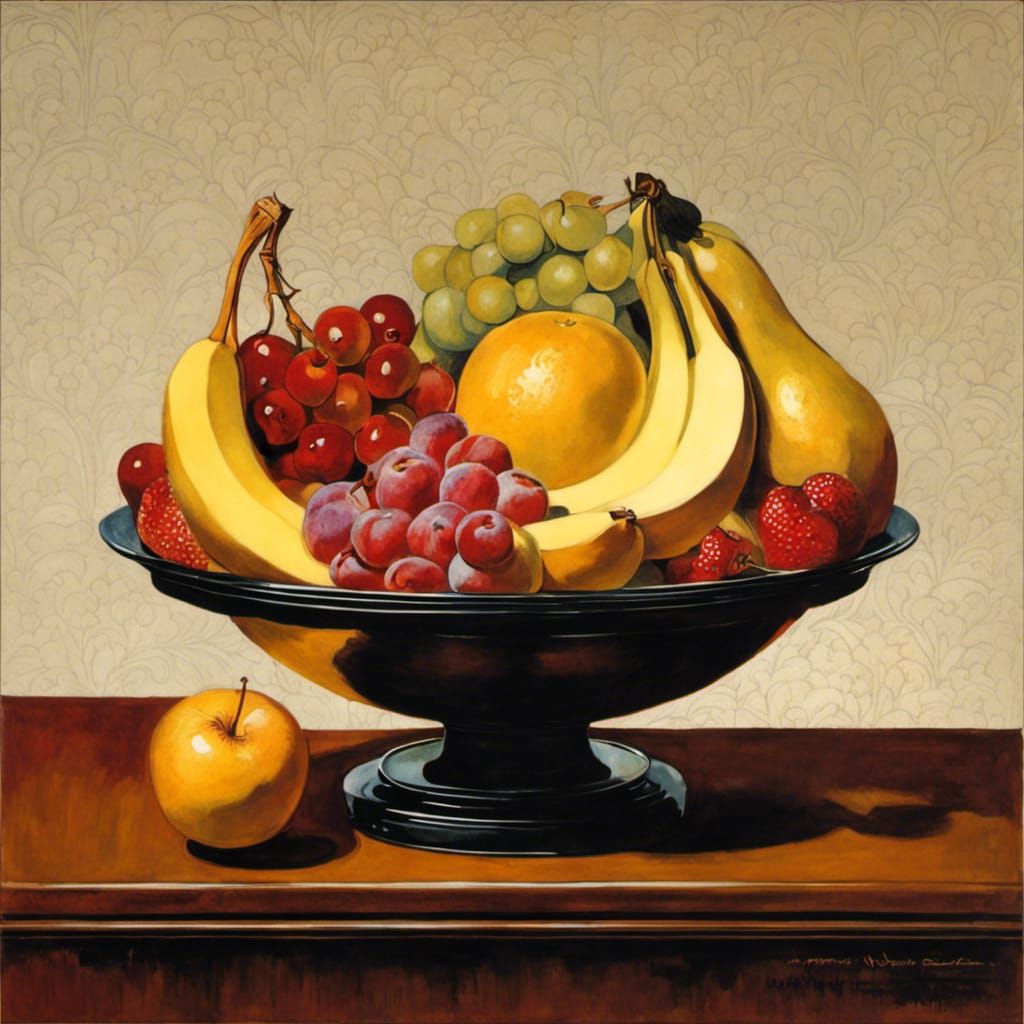 Bowl of Fruit by Norman Rockwell 
, stylized masterpiece