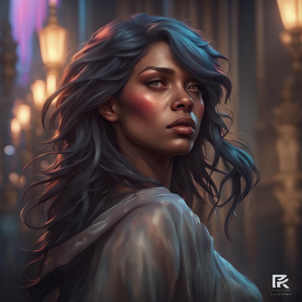 Hyperdetailed Portrait of a Pretty Dark-Haired Girl