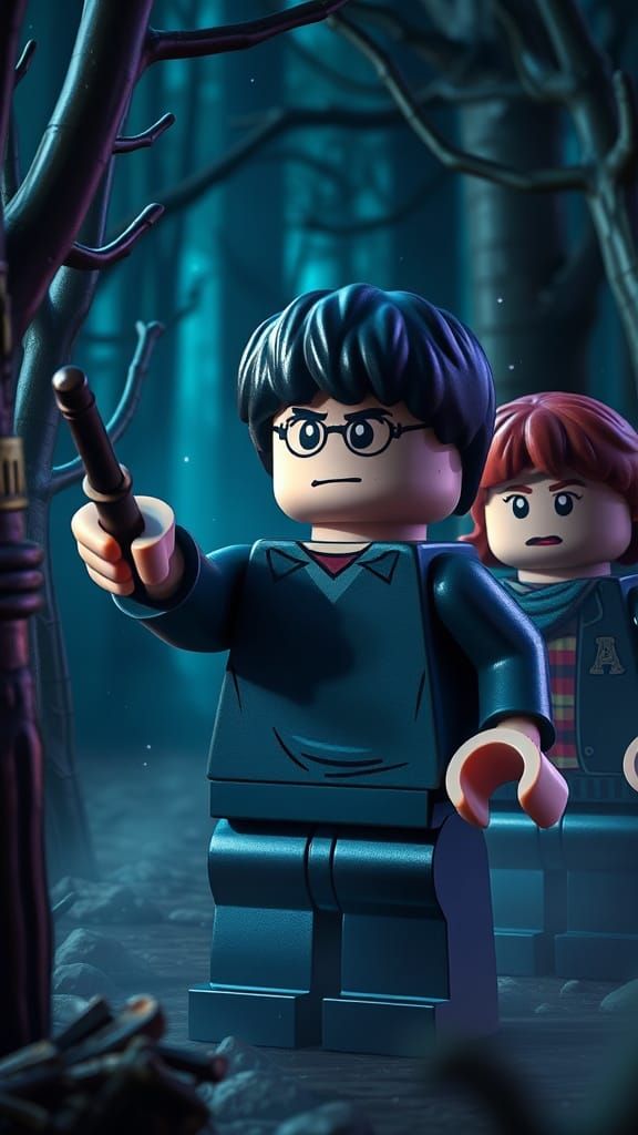 LEGO Harry Potter in a Magical Forest Confrontation
