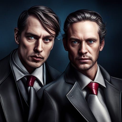 Modern Super Villain Twins in Hyperrealistic Style