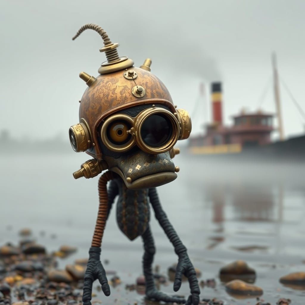 Steampunk Creature from the Black Lagoon in Claymation Style