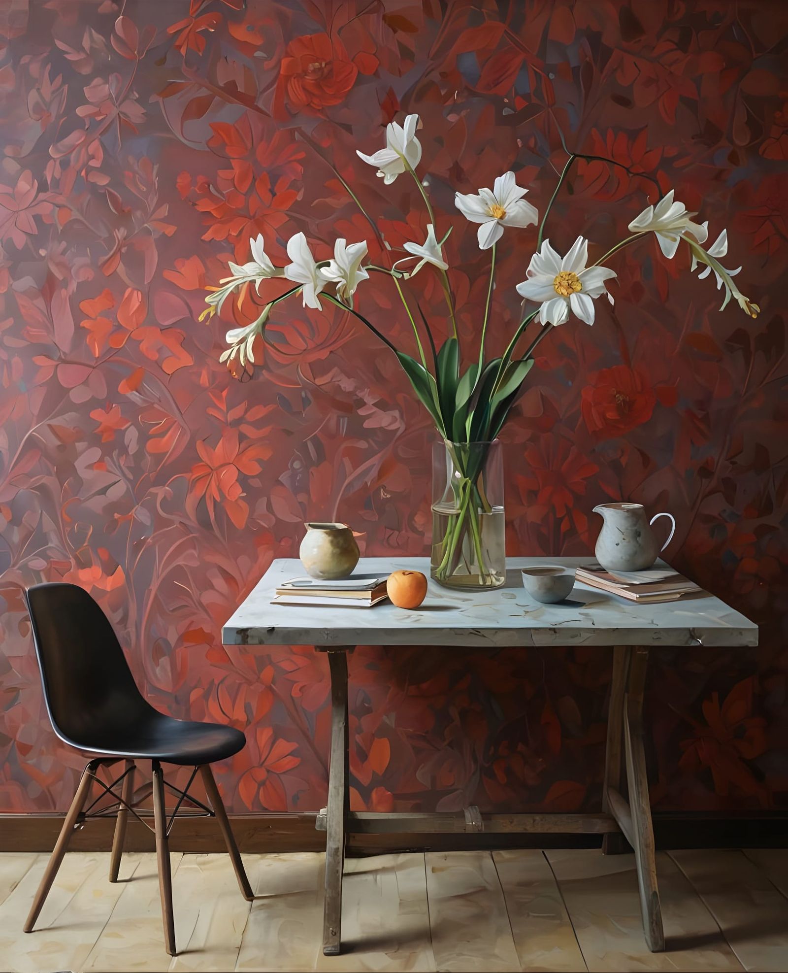 Detailed Floral Oil Painting with Varied Art Styles