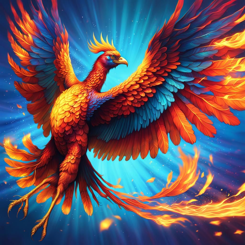 Glowing Phoenix Kite: Hyperrealistic Splash Art