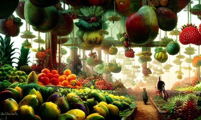 Exotic Fruit Market Garden, Volumetric Lighting