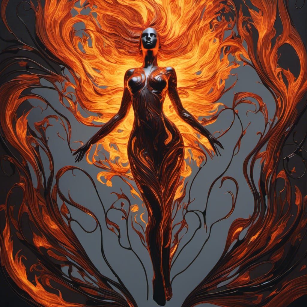 Abstract Flame Woman: Dynamic, Detailed Body Outline