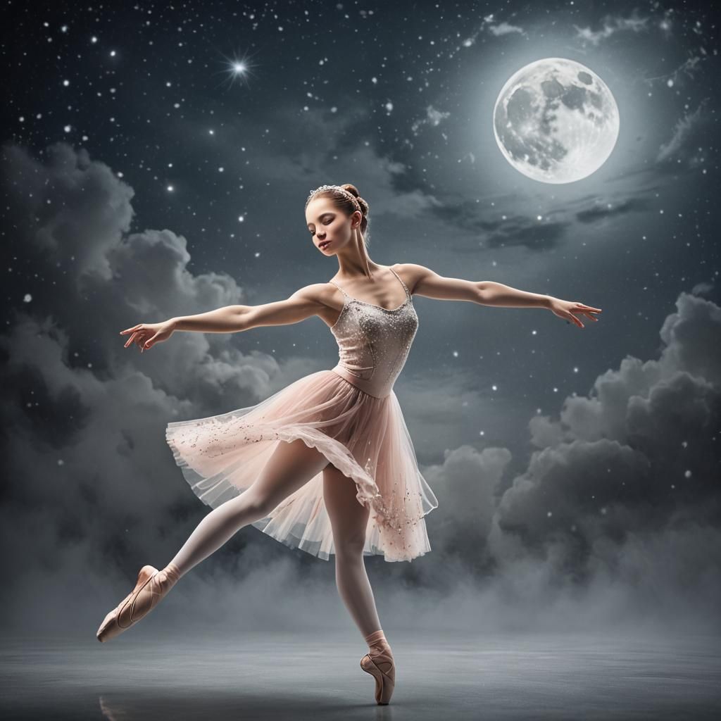 Ballerina Dancing in the Moonlight