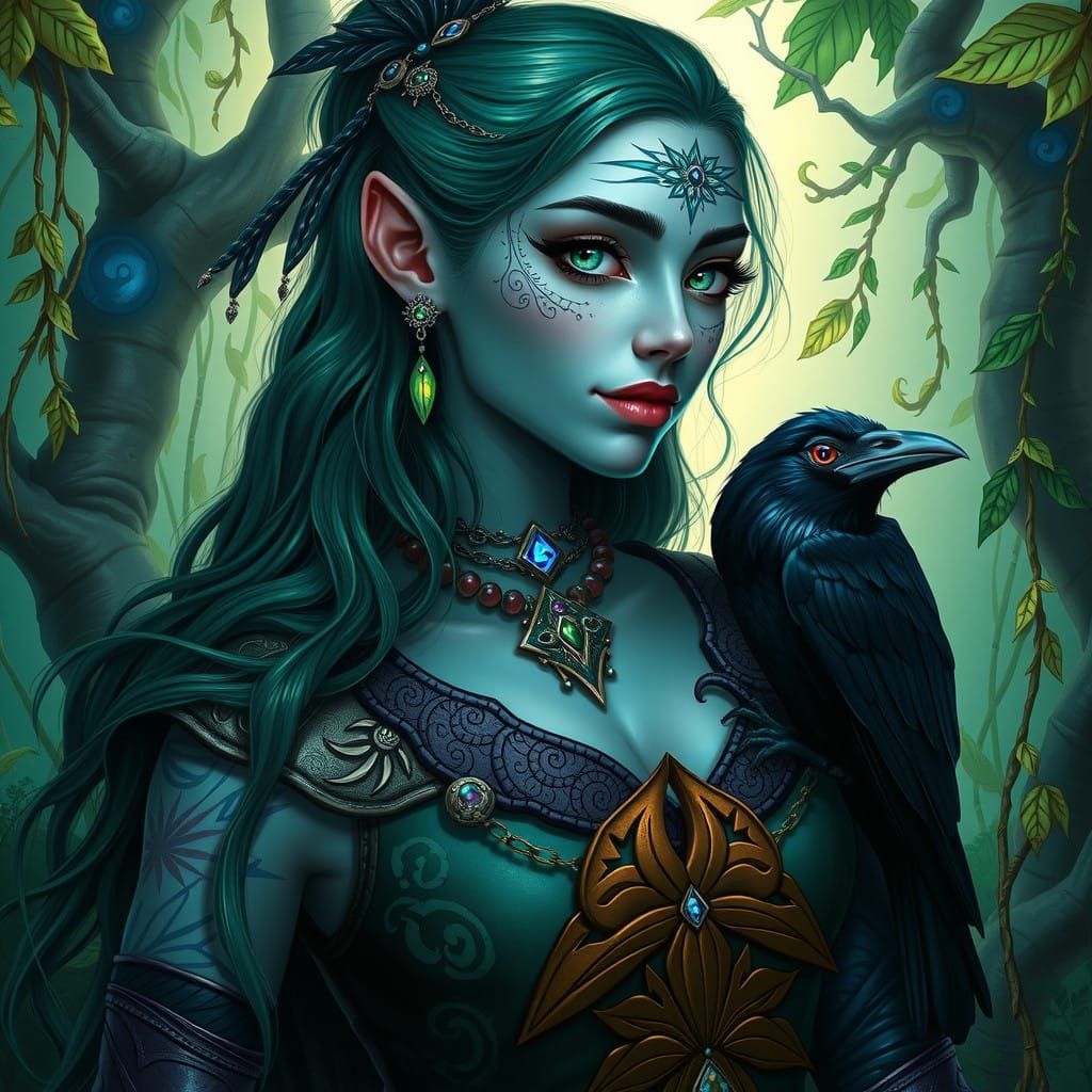 Whimsical Forest Mystic in Leaf-Themed Armor