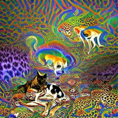 Psychedelic Dogs and Cats Abstract Art