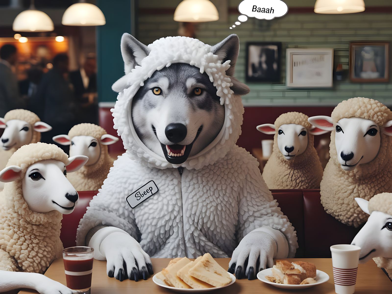 Wolf in Sheep Costume Eats Big at Diner
