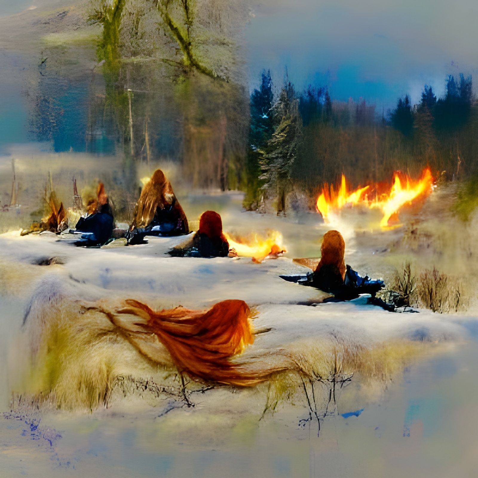 Empowered Nordic Women Wielding Magic of Fire and Nature