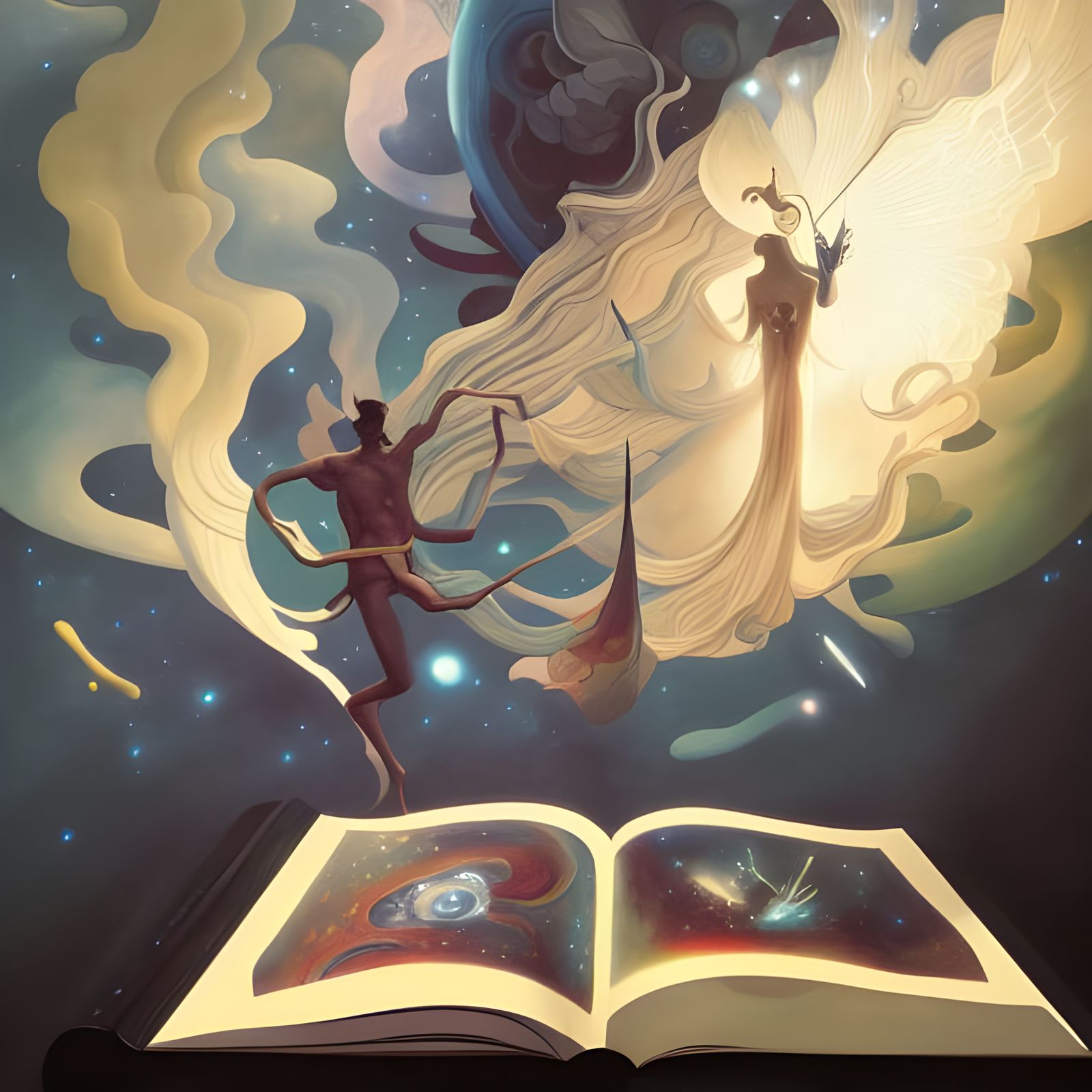 Surreal Galaxy Book Art with God Rays