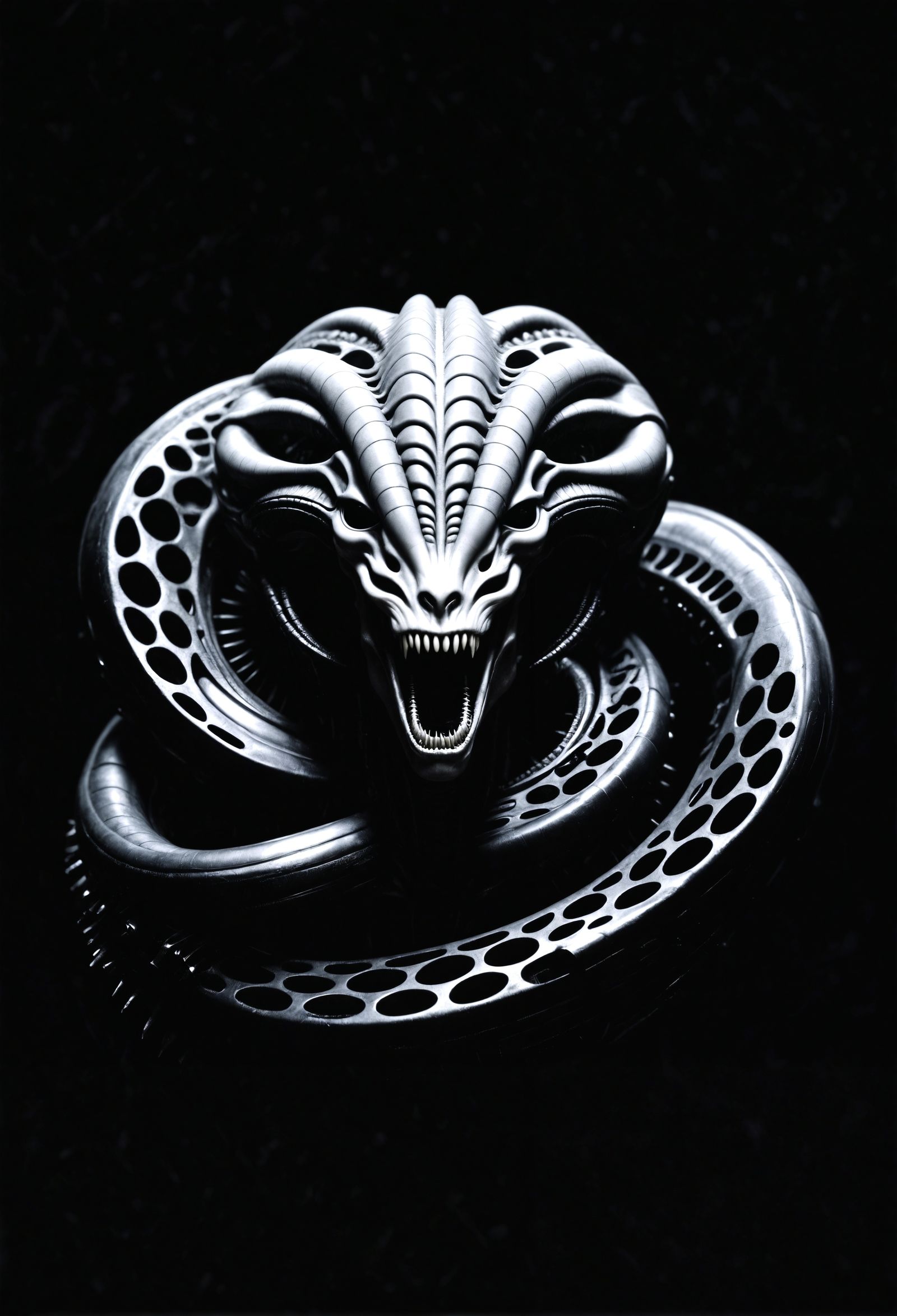 Biomechanical Rattlesnake in Giger Style