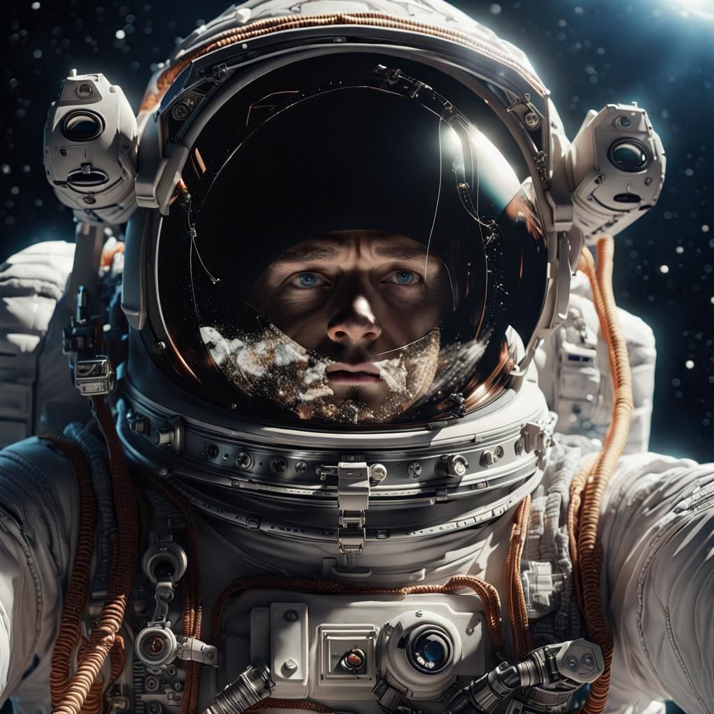 Astronaut in Space: Detailed Maximalist Concept Art