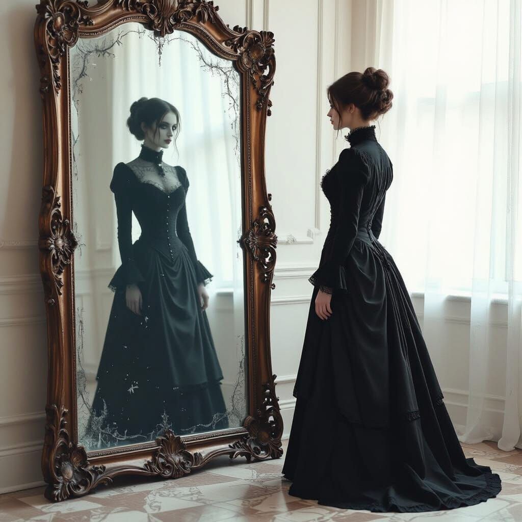 Ghostly Reflection in Dark Futuristic Style