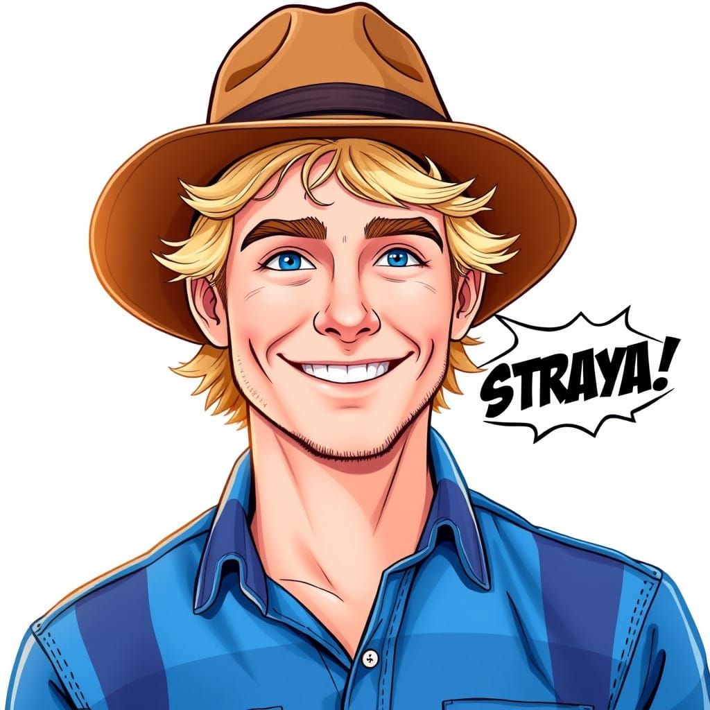 Rugged Aussie Bushman Shouts Joyful Greeting