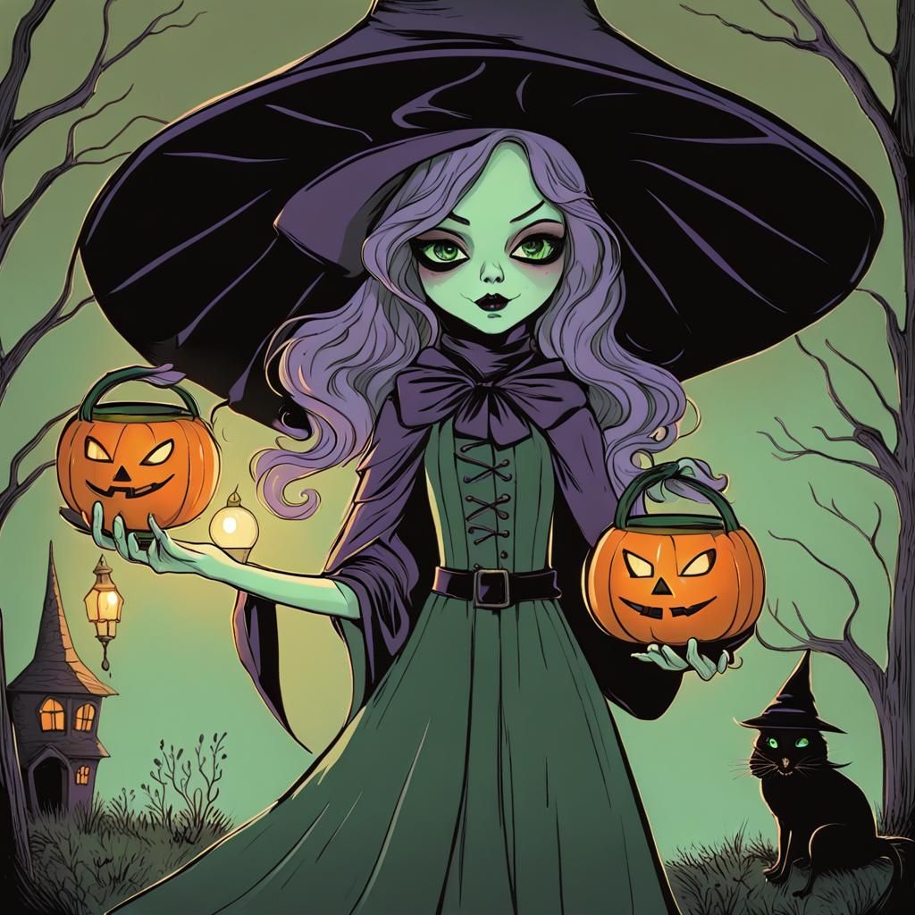 Halloween Witch Cottage in Storybook Style