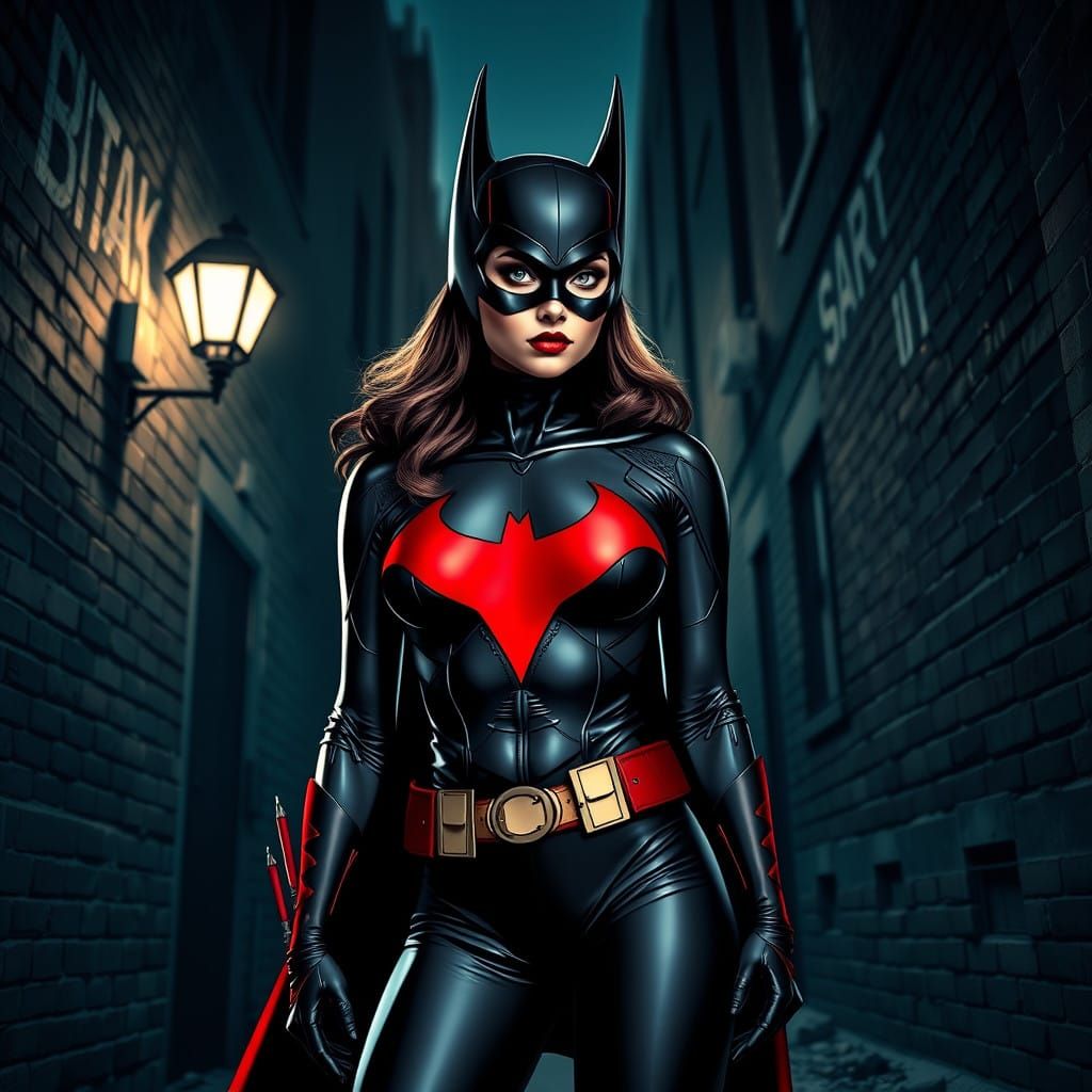 Elegant Batwoman Cosplayer Illuminates Dark Gotham City Alle...