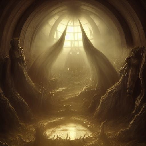 Dark Fantasy Masterpiece in Purple and Yellow