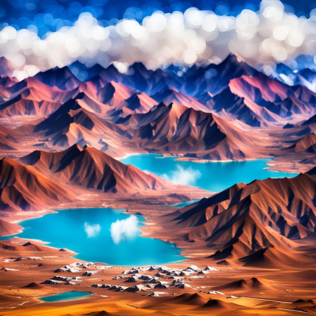 Andes mountains in Bolivia Impasto volumetric lighting bokeh