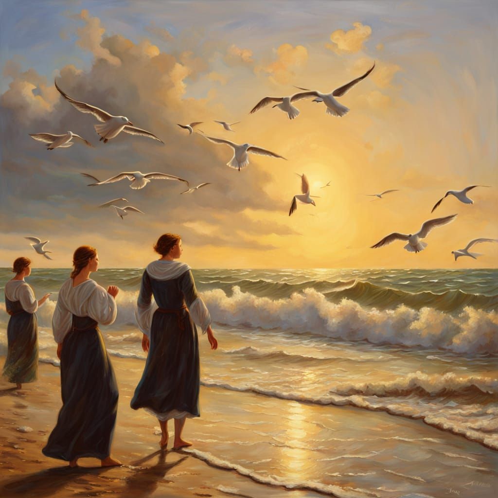 Renaissance Painting of a Person on the Beach