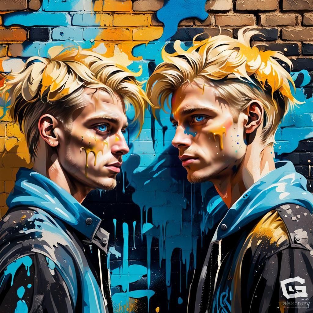 Vibrant Graffiti Art of Two Young Lovers