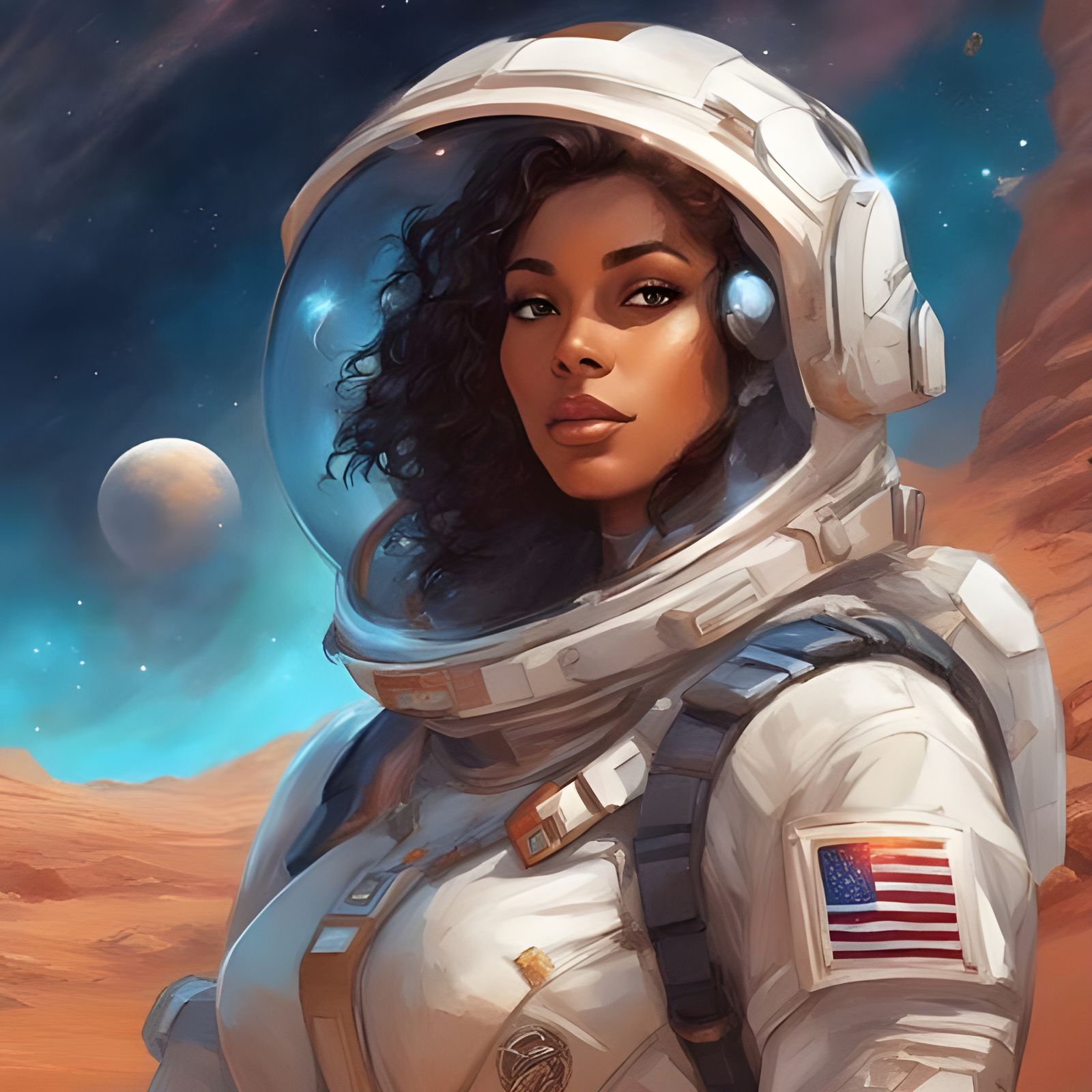 Astronaut on Mars Mission in Splash Art Style