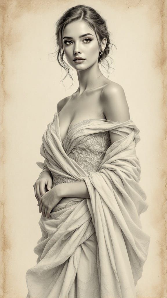 Elegant Woman in Art Nouveau Style