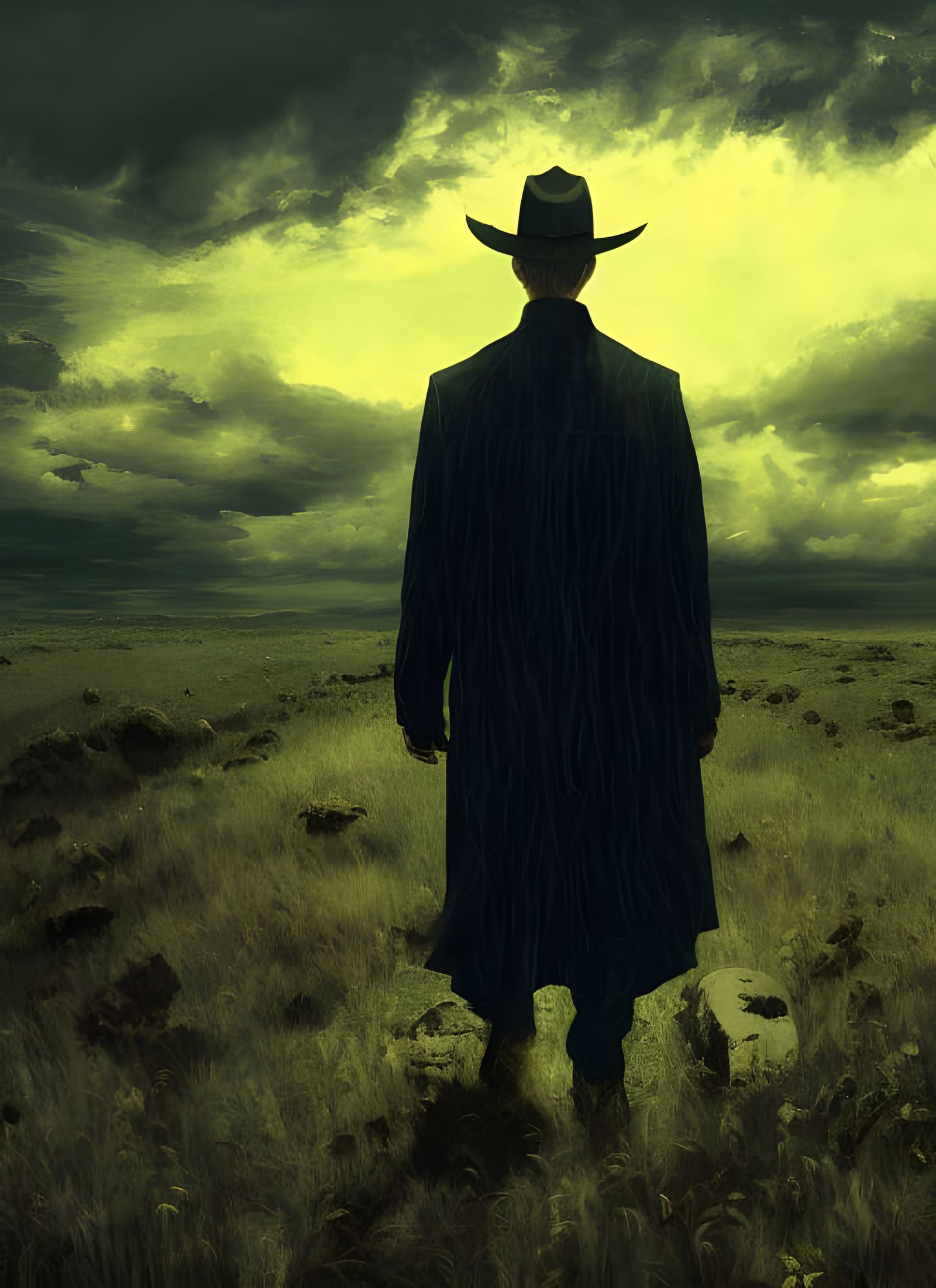 Epic Man in Black: Digital Illustration