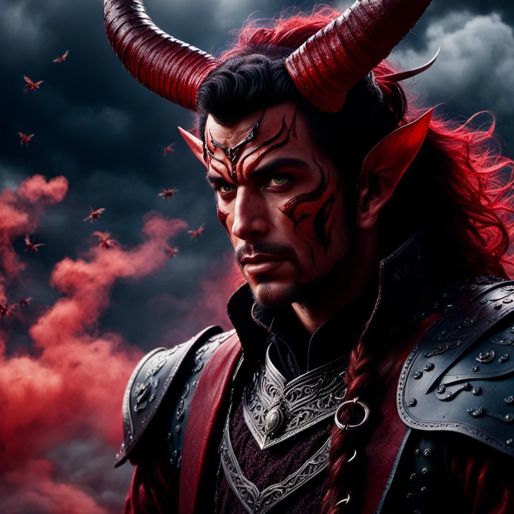 Tiefling Bard in Swarm of Flies: Cinematic Film Still