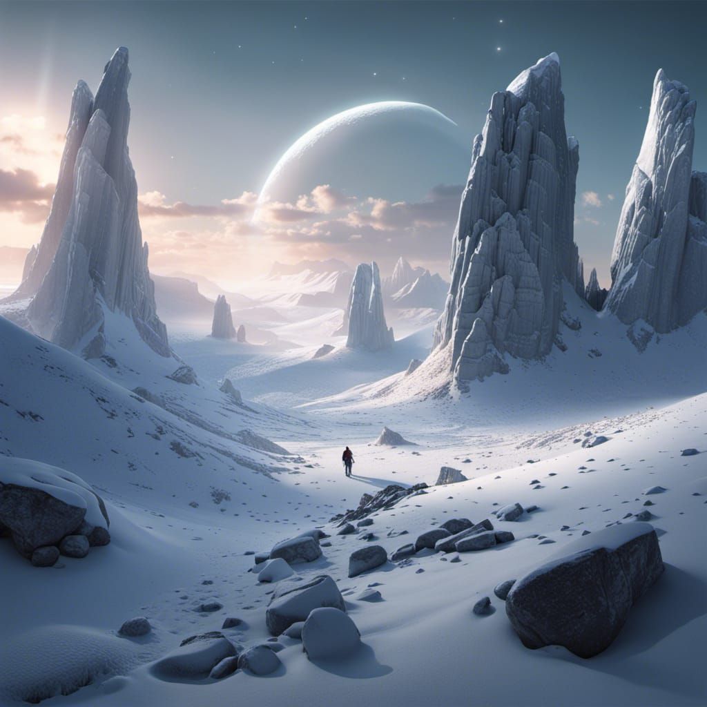 Icy Tundra in Style of Circular Vector Art